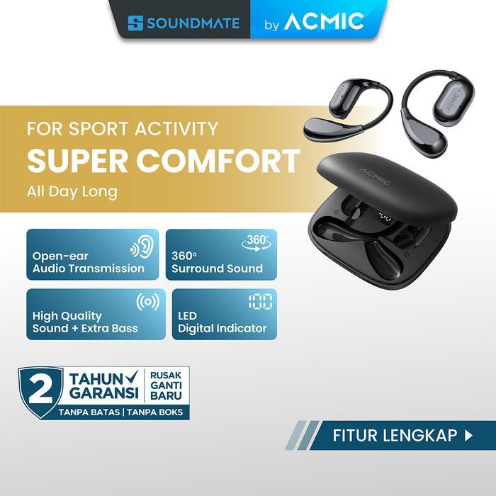 ACMIC AURA 20 OWS Open Wear Stereo Bluetooth Earphone Headset - Tahan Cipratan Air dan Keringat
