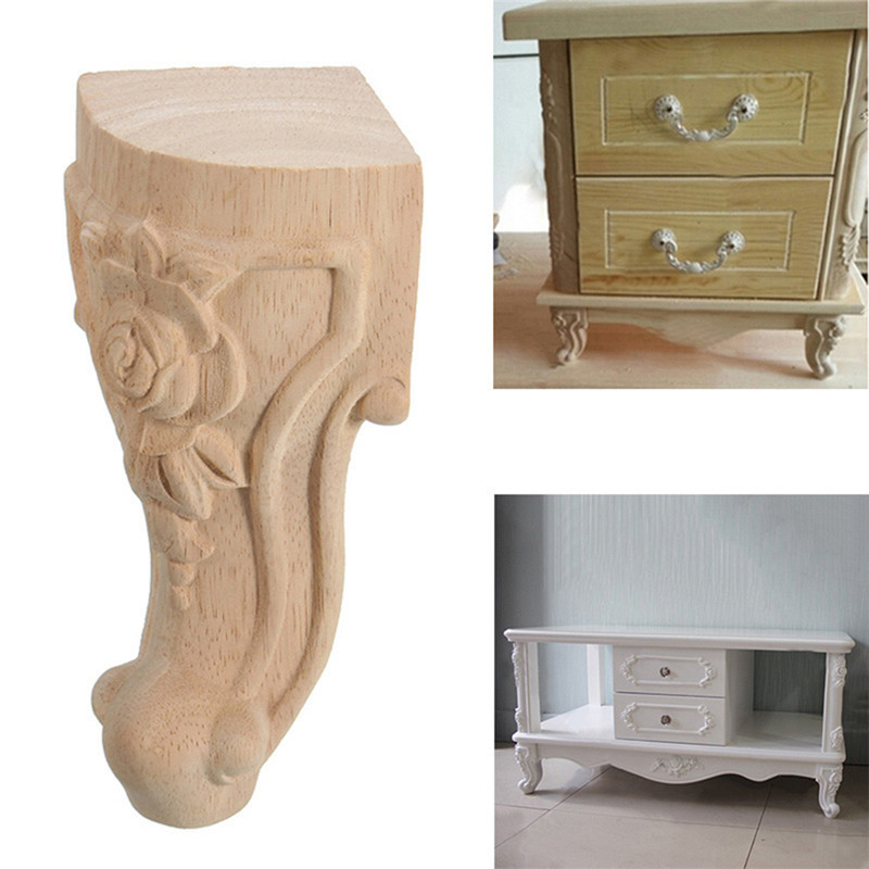 1/4/8PCS Kaki Furnitur Kayu Solid Ukiran Gaya Eropa untuk Kabinet TV, Kaki Kursi, Dekorasi Rumah Vin