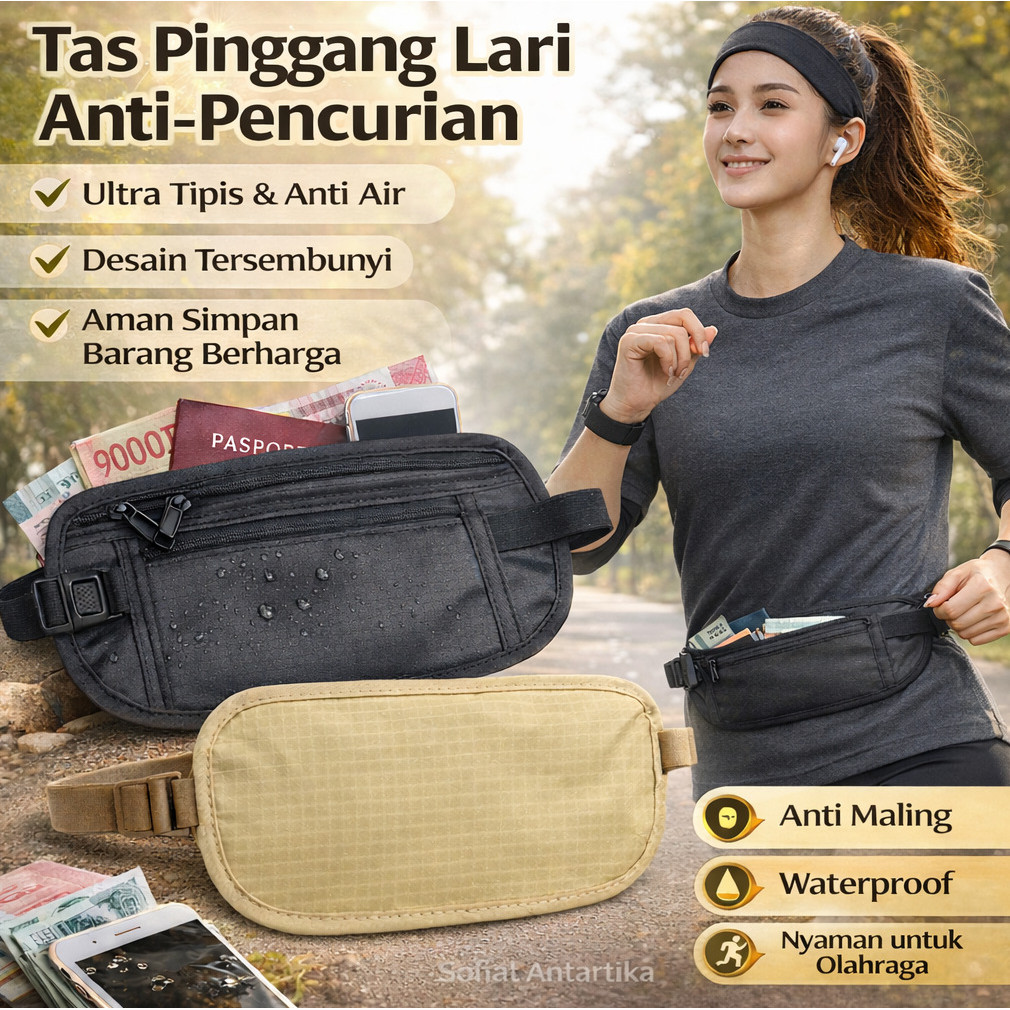 Tas Pinggang Lari Serbaguna Tas Pinggang Olahraga Tas Pinggang Anti Maling Tas Pinggang Tahan Air/Pr