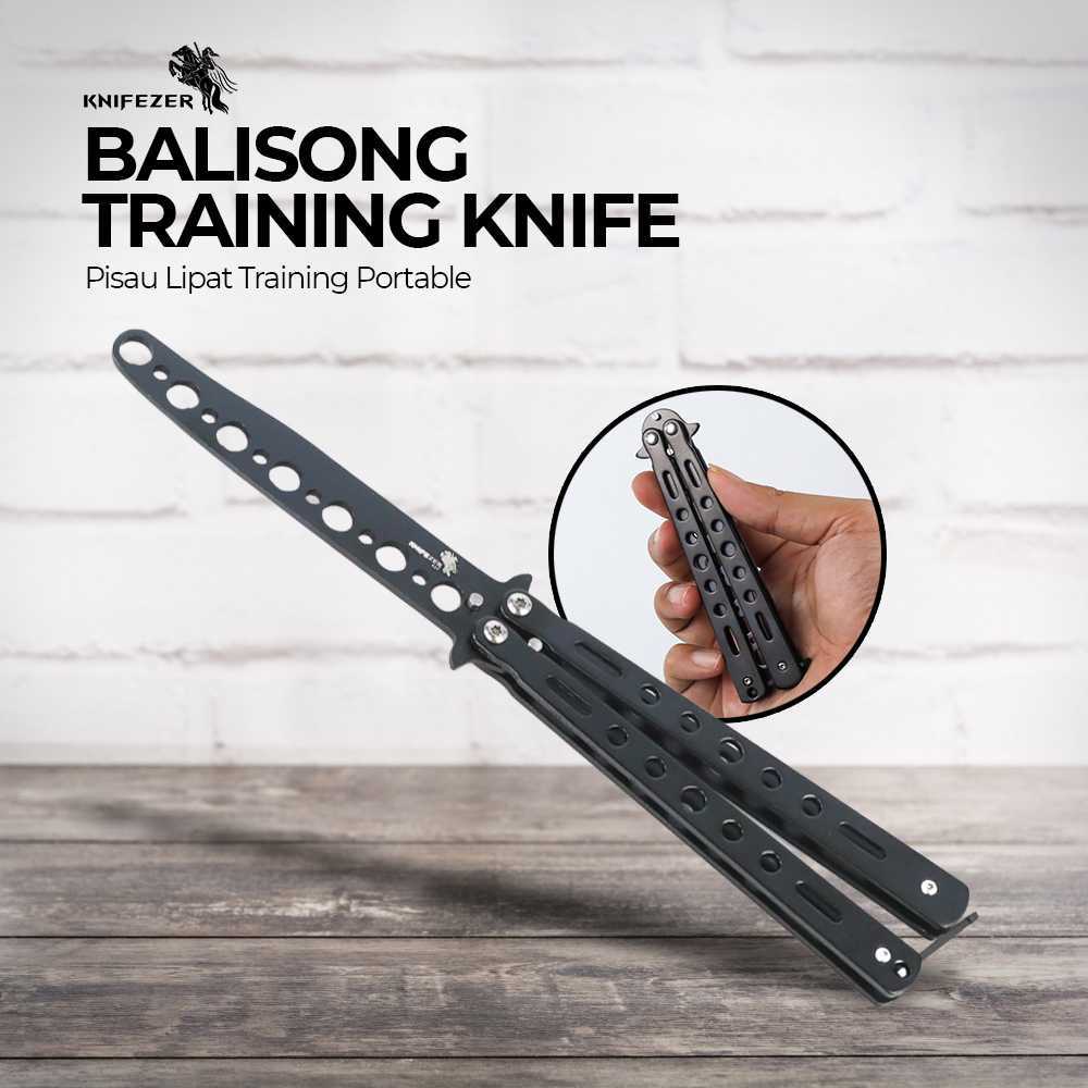 KNIFEZER Balisong Pisau Lipat Trainer Trik Tumpul Stainless Steel - C27