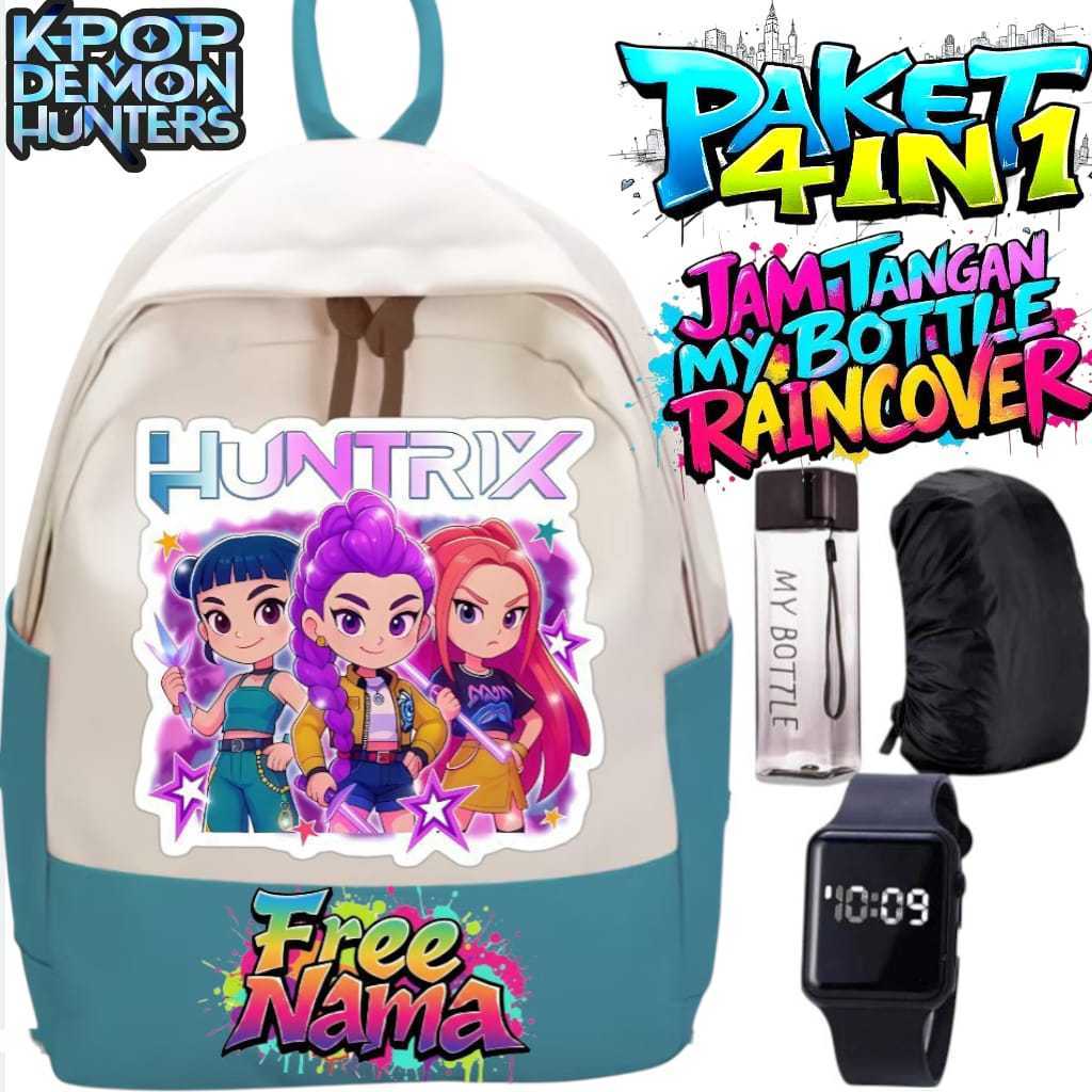 SPS - TAS KPOP DEMON HUNTERS HUNTRIX TAS ANAK SEKOLAH  SD SMP PEREMPUAN KARAKTER GRATIS NAMA