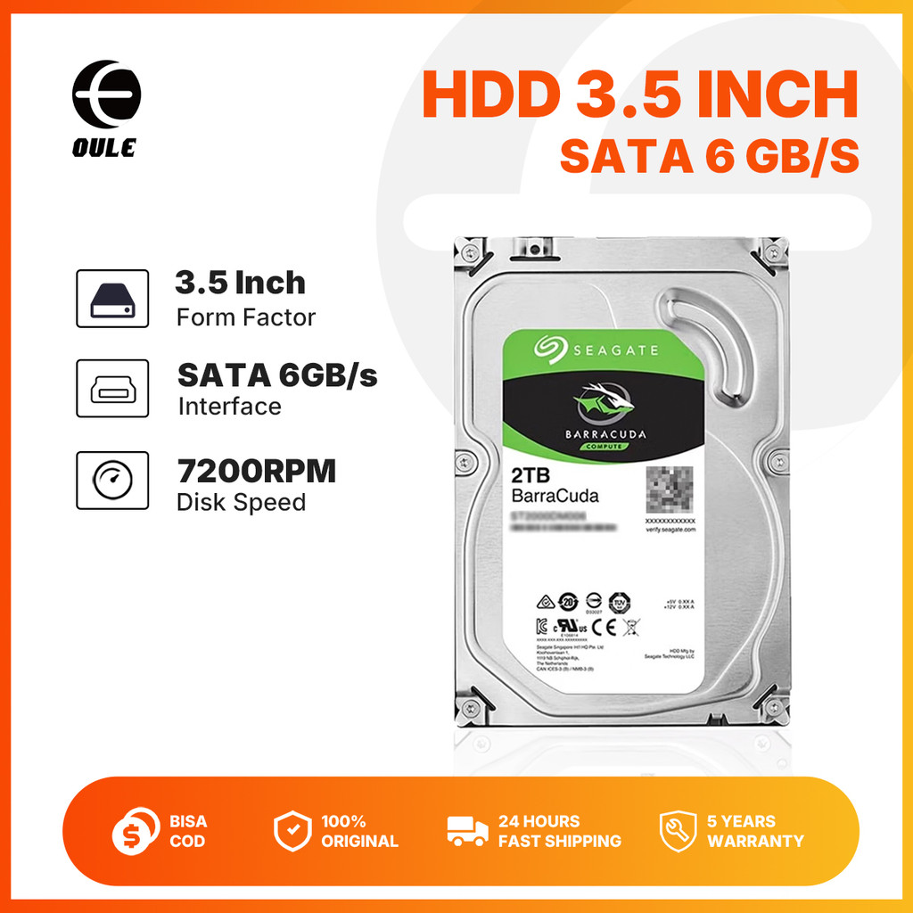 3.5 inch Hardisk HDD 1TB / 2TB Seagate Barracuda Sata Promo Hardisk Laptop / PS
