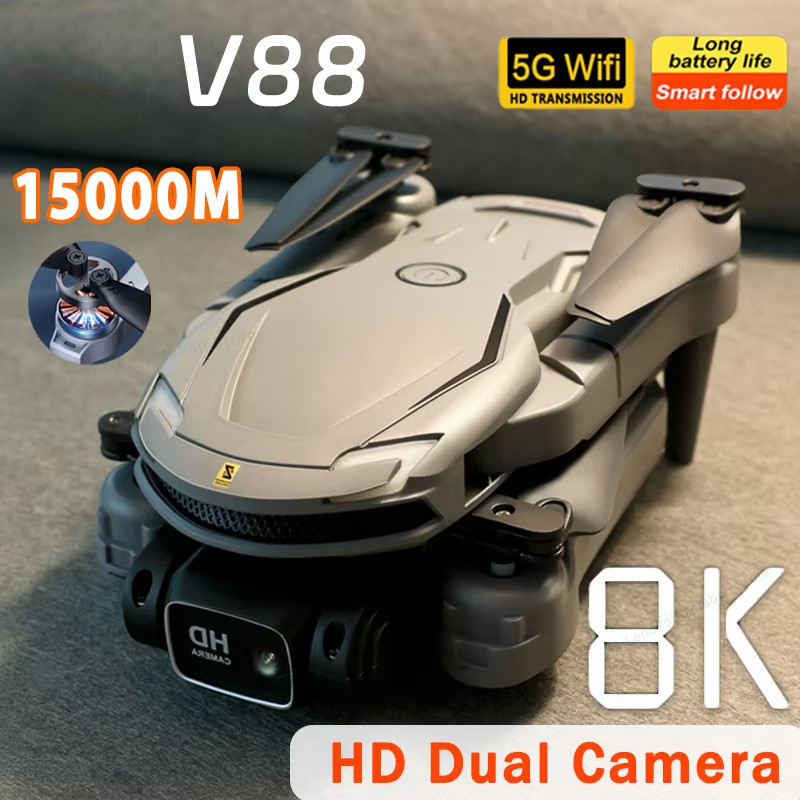 Drone V88 Asli 8K 5G GPS Profesional untuk Fotografi Udara HD, Pesawat Kendali Jarak Jauh, Quadcopte