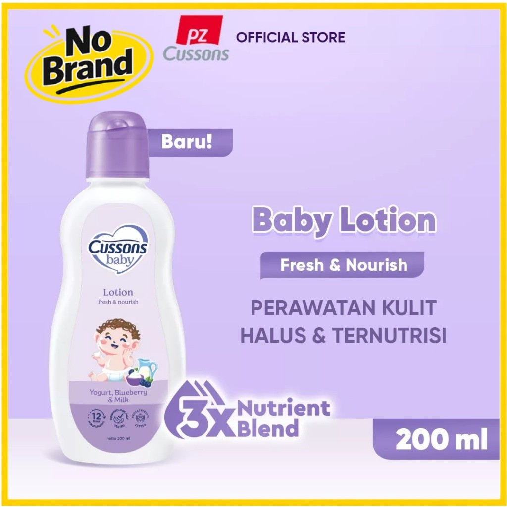 Cussons Baby Lotion Fresh & Nourish 100ml / 200ml – Losion Bayi dengan 3x Nutrient Blend Yogurt, Blu