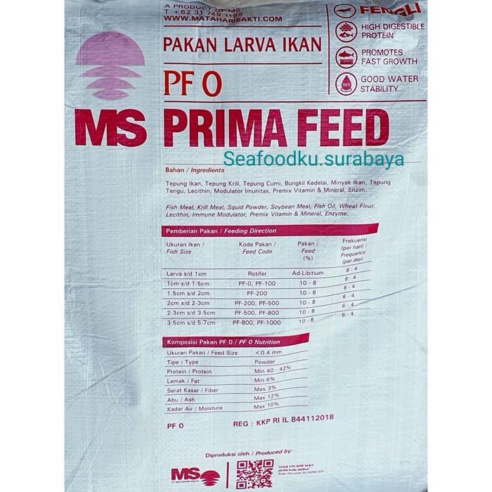 PAKAN IKAN PRIMA FEED MS PF 1000 800 500 200 100 0 128 SAK FENGLI LELE - PF 0, 1 SAK 10 Kg