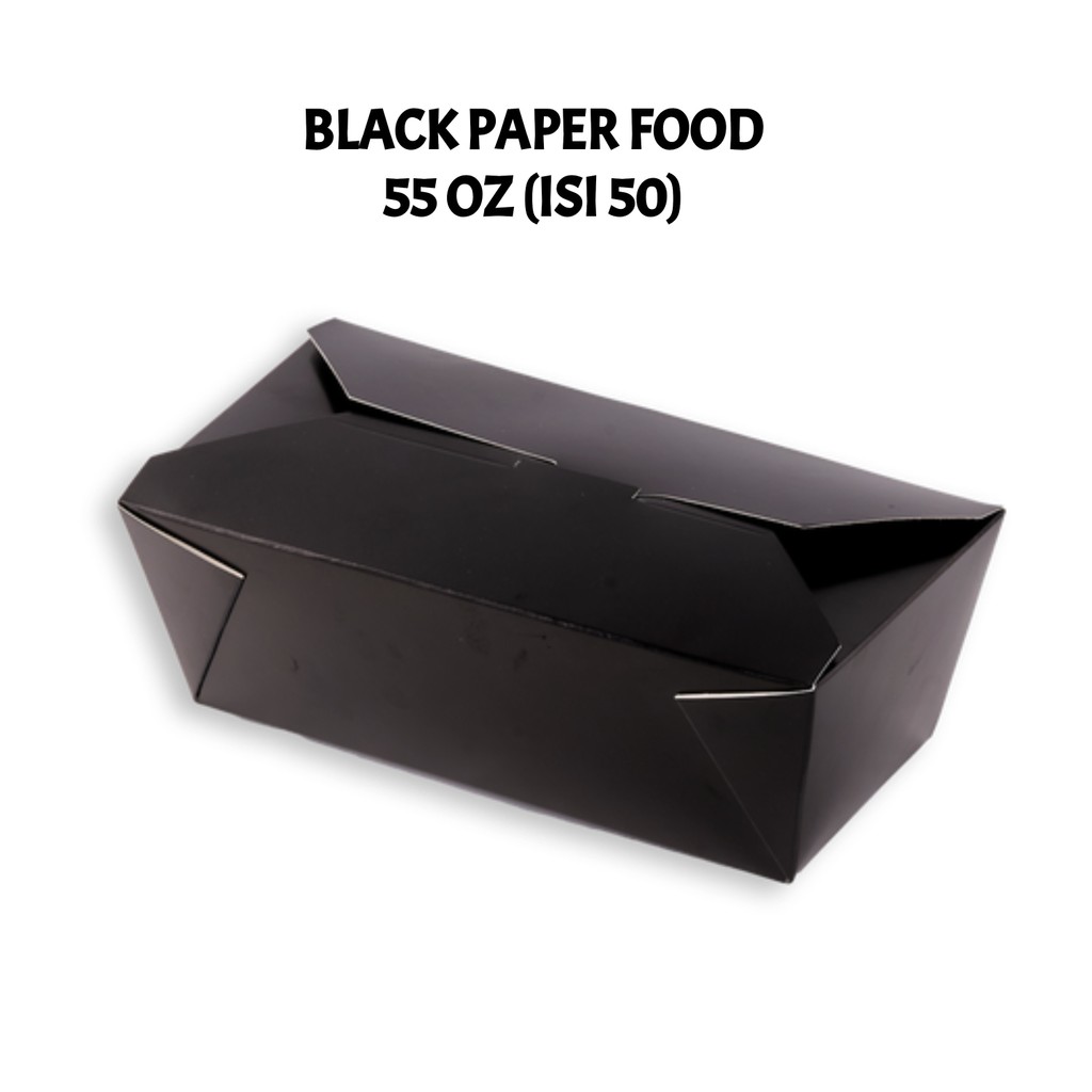 Best Fresh Black Paper Food Box Pail 26 45 55 66 oz Kotak Nasi Mie Makanan Hitam