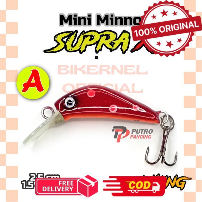 Lure Mini Minnow SUPRA X  Umpan Mahseer Hampala - A. Merah -biken
