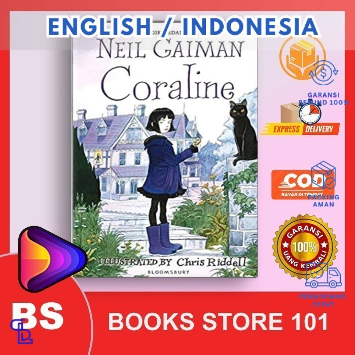 Termurah Coraline novel by Neil Gaiman (Eng/Indo Version)