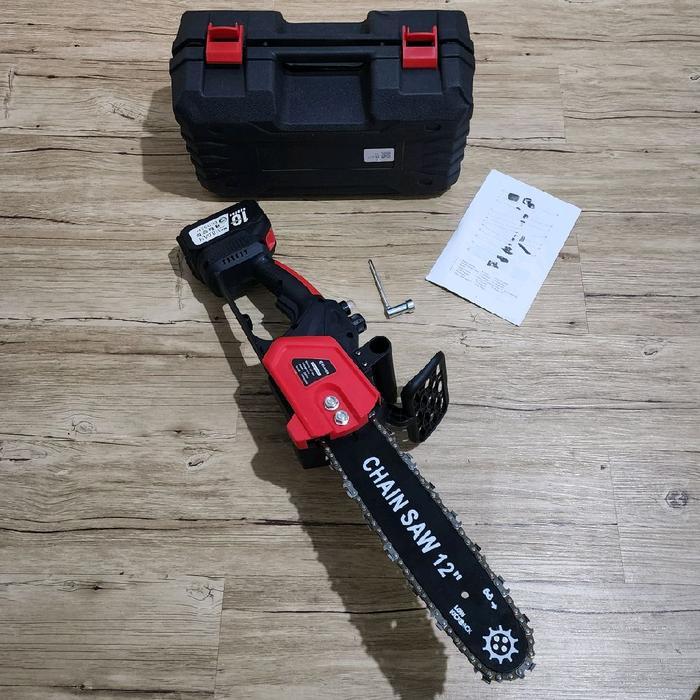 Mesin saja Tanpa Batere Tanpa Aksesoris Tanpa Bar PROMO FREE BATRE Mini Chainsaw 12" 12 inch Portabl