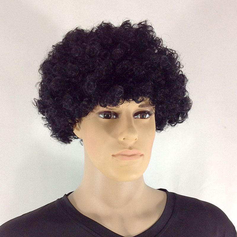 Rambut Palsu Kribo Keriting Allsize – Wig Kribo Hitam / Wig Badut / Wig Cosplay Wanita Pria