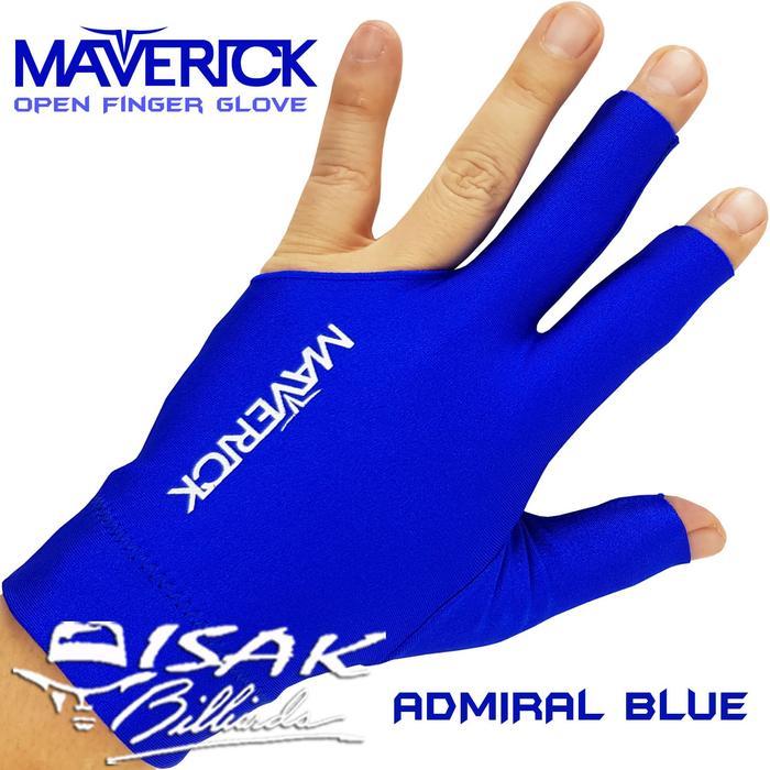 Maverick Pool Glove - Open Finger Blue - Sarung Tangan Biliar Billiard