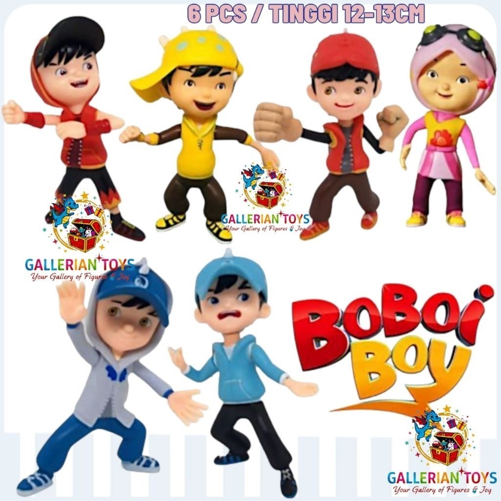 Figure boboiboy set 6 pcs pajangan mainan anak boboiboy yaya ice angin api