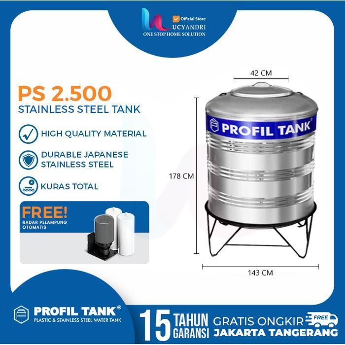 PROMO GASPOLL Tangki Air Stainless Profil Tank PS 2500 PROFON PAKAI KAKI