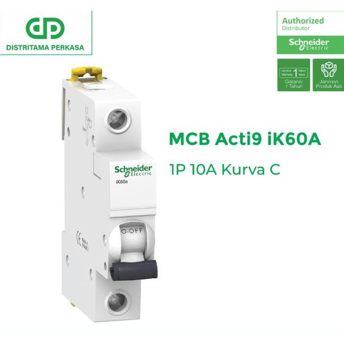 Schneider MCB Acti9 iK60A 1P 10A 6kA Kurva C - A9K14110