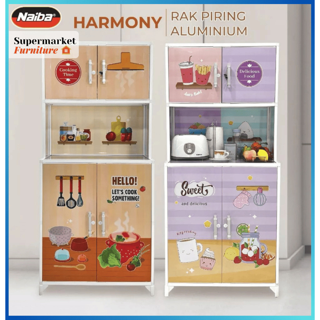 OneDoor CARGO - LEMARI RAK PIRING ALUMINIUM NAIBA HARMONY 8424 RAK DAPUR JUMBO ALUMINIUM