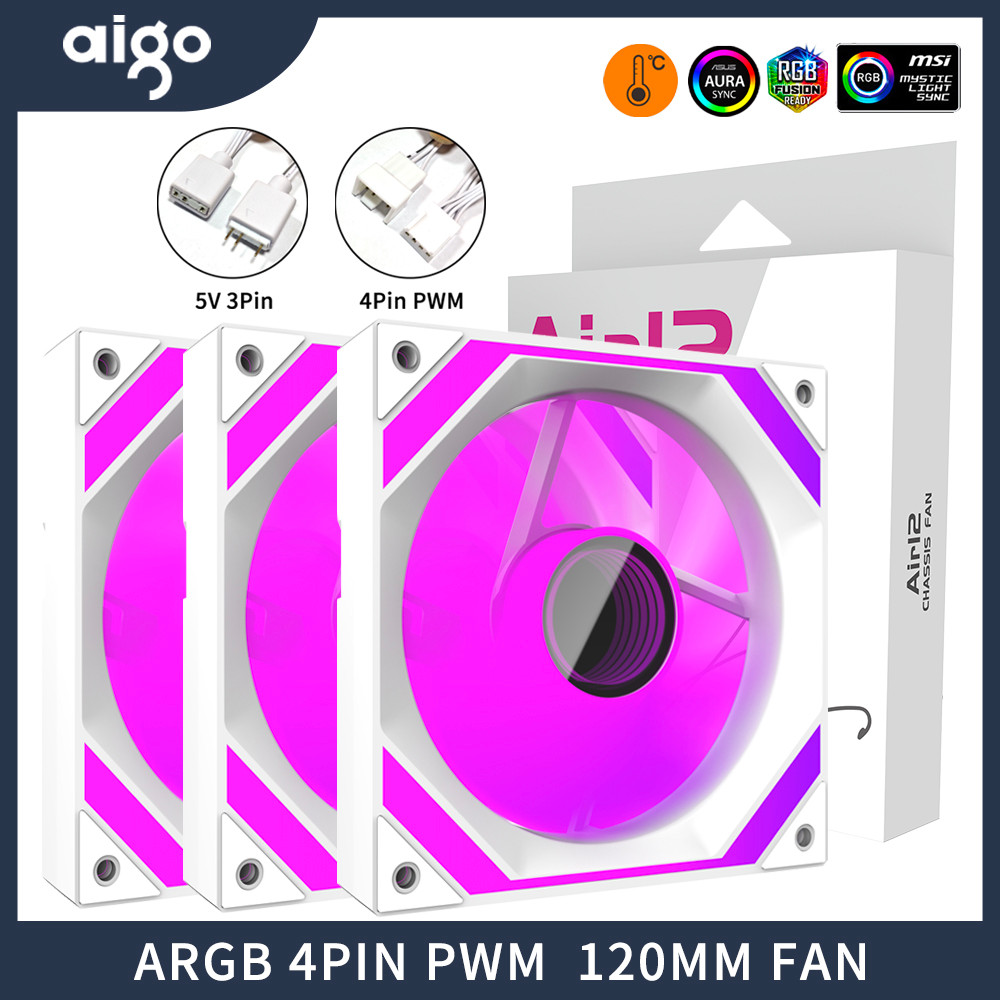 Aigo AIR12 120mm rgb Computer Case fan ventoinha PC  fan 4pin PWM CPU Cooling fan 3pin5v Unlimited s