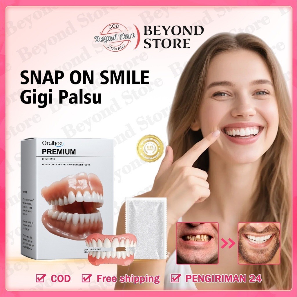 jambuguava ready stok Kuy Di Order SNAP ON SMILE Gigi Palsu 1 SET ATAS DAN BAWAH  Gigi Palsu Instan 