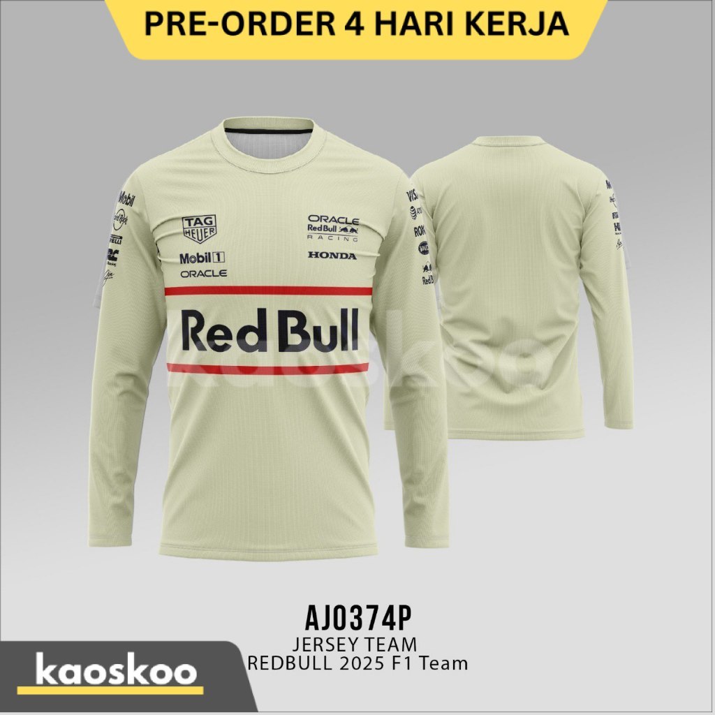 Kaos Jersey F1 Team RedBull Red Bull 2025 Lengan Panjang