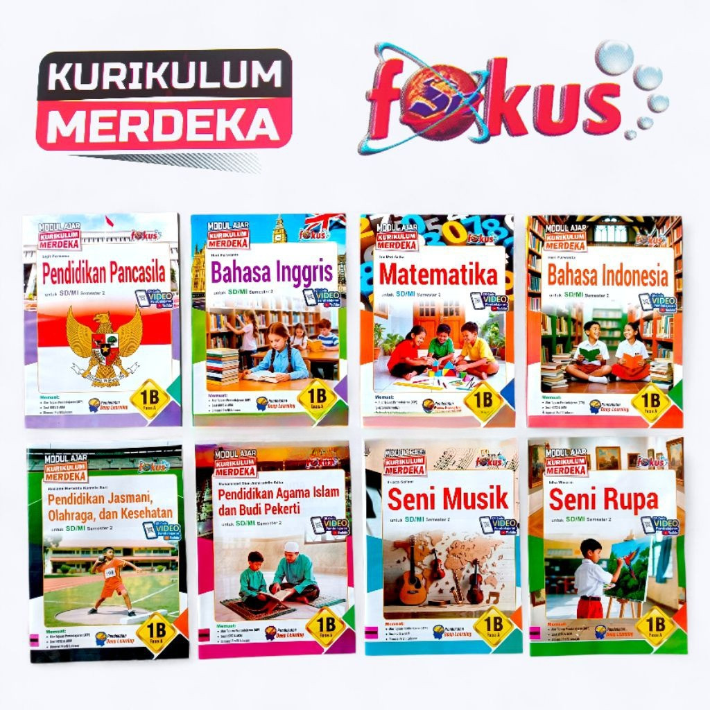 LKS Fokus Kelas 1 SD Kurikulum Merdeka Semester 1 dan 2 Matematika Bahasa Indonesia Inggris Pancasil