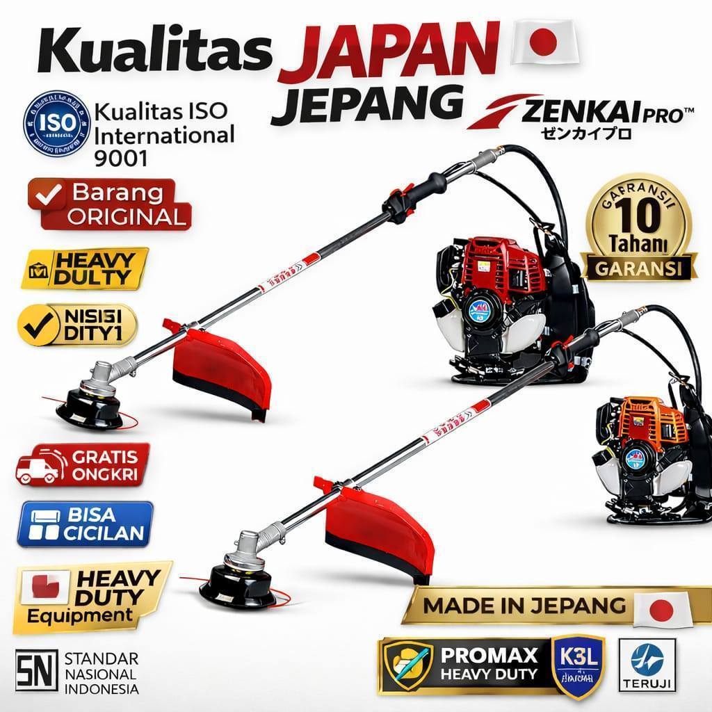 Bonus 3 Mata Pisau FULLSET LENGKAP 1 SET Mesin Pemotong Rumput 4TAK ZENKAI-PRO Made In Japan ASLI JE