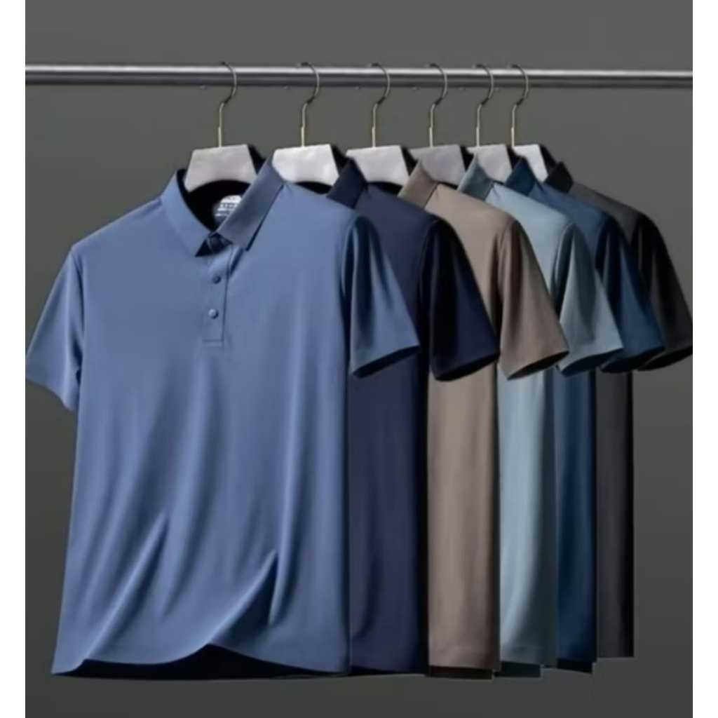 Kaos kerah Polo pria dry fit  import seamless Baju kerah pria kaos icesilk olah raga running gym big