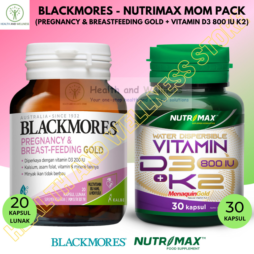 Blackmores Pregnancy Breastfeeding Gold 60 Kapsul Lunak Nutrimax D3 K2 D3 800 IU K2 40 Mcg 30 Kapsul