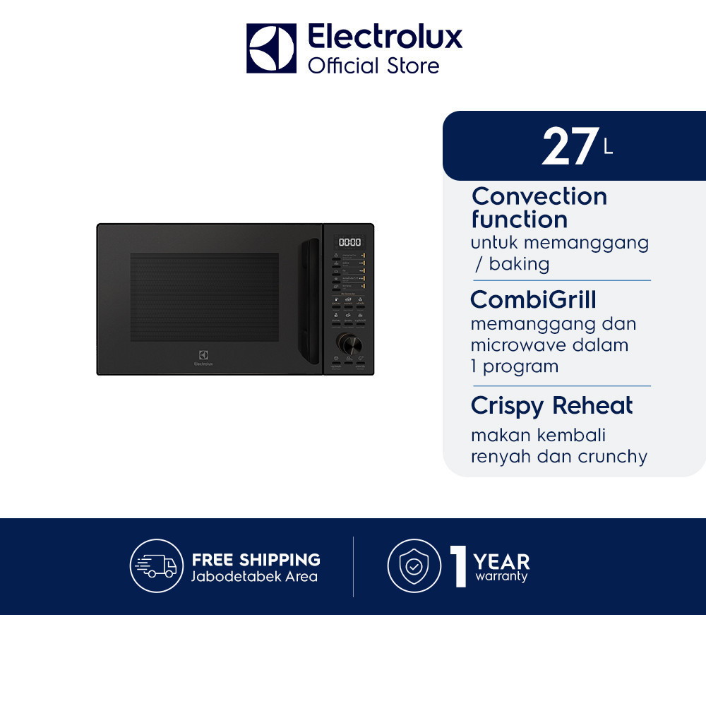 Electrolux Microwave Oven 27L EMC27D22BM - Panggangan & Konveksi Digital Teknologi Crispy Reheat Hit