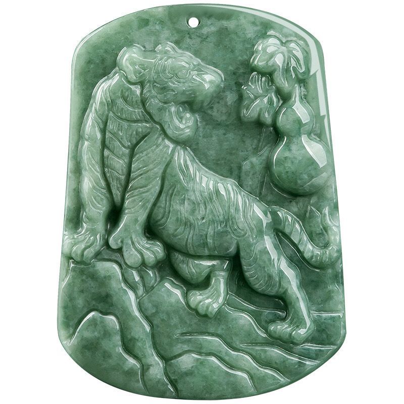 Natural Seekor harimau jadeite mengaum berkat liontin es zodiak harimau untuk pria dan wanita dengan