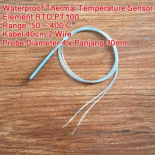 RTD PT100 2 Wire 30mm Temperature Sensor WZP PT100 4x30 mm