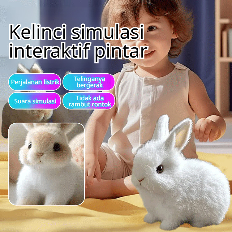 Bicara & Sentuh Responsif Kelinci Imut AI Boneka Interaktif Edukatif Dengan Lampu LED - Boneka Eduka
