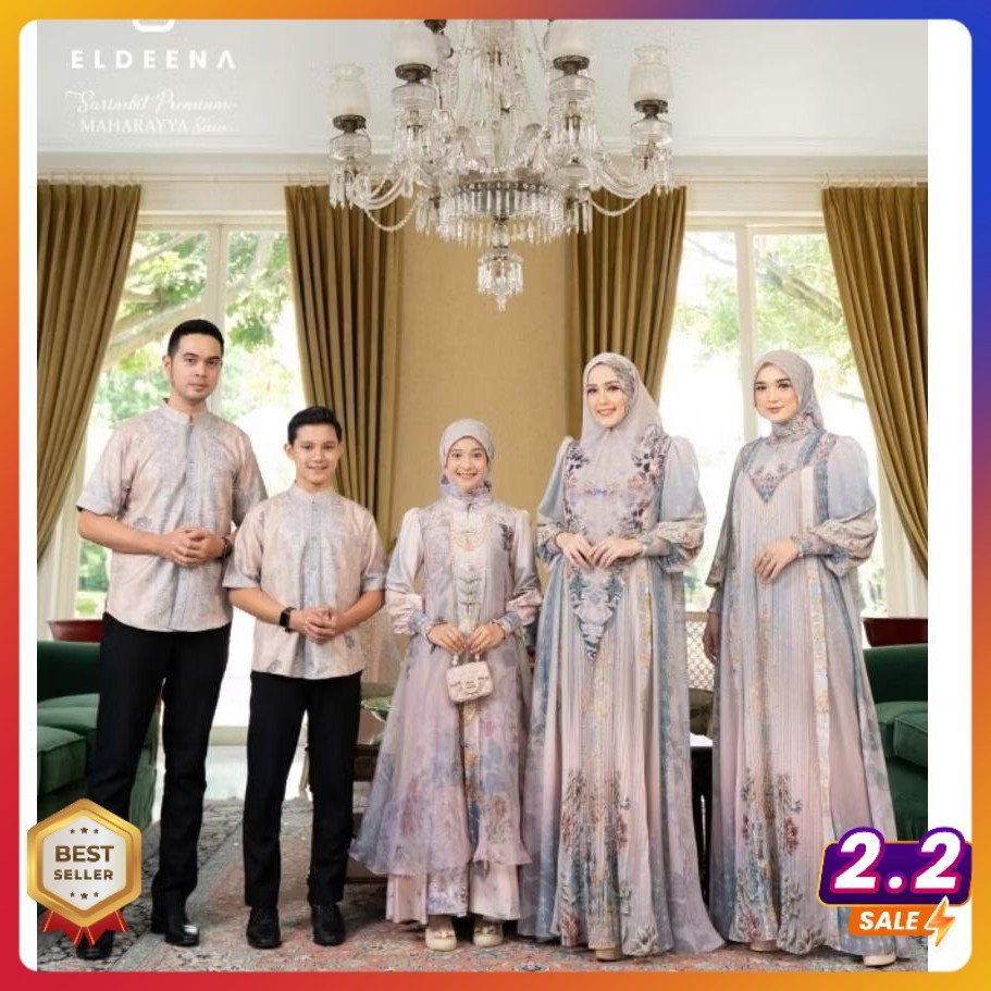 READY NEW MAHARAYYA SARIMBIT ELDEENA SYARI // KEMEJA COUPLE GAMIS ANAK PEREMPUAN LEBARAN TANAH ABANG