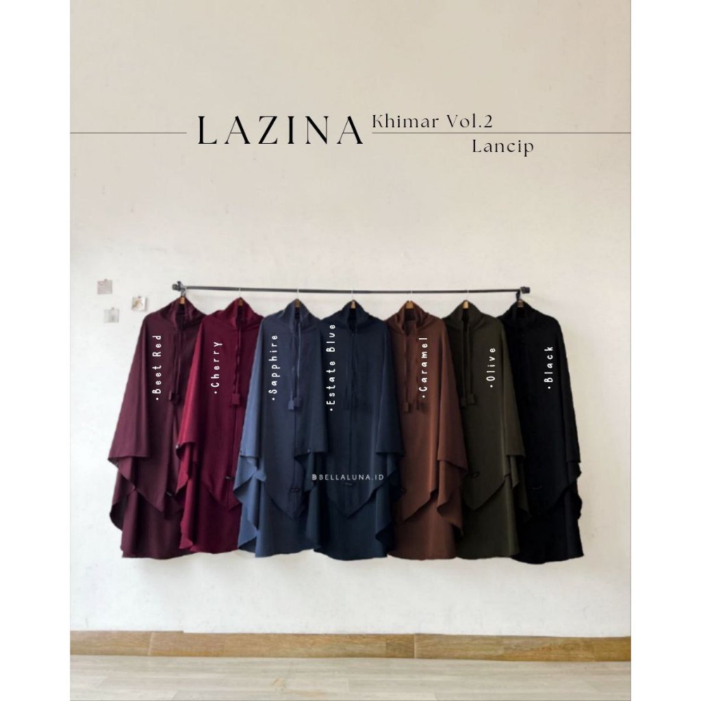 ERVINA.ID LAZINA KHIMAR VOL.2 by Bellaluna / Bahan Ilyana Silk Anti UV / Khimar Tali Non Pad Jahit D