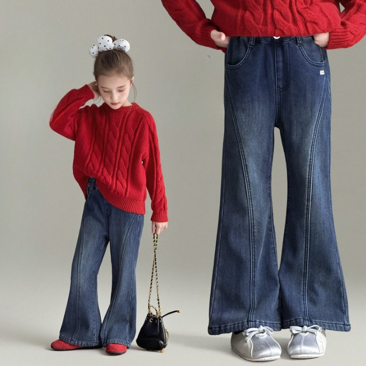 ( PAN645 ) Celana panjang winter autumn musim dingin anak perempuan remaja fleece bulu - denim jeans