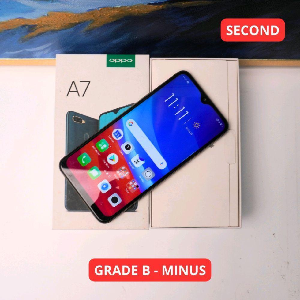 OPPO A7 4/64 GB GRADE B - MINUS HP SECOND ORIGINAL SINAR MUTIARA CELL