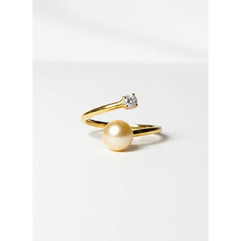 LILARA Cincin Emas Temu Mutiaraa Laut Asli Lombok