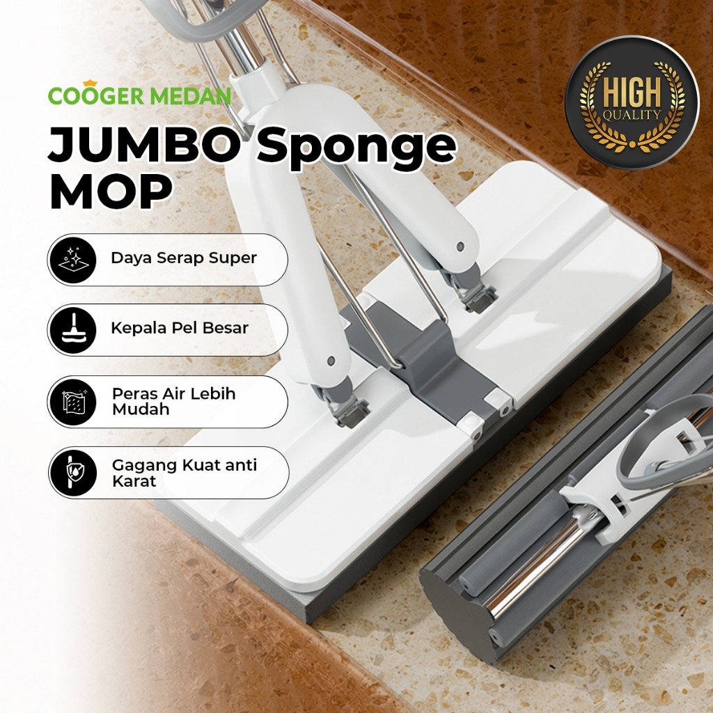 COOGER MEDAN Pel Pembersih Lantai Spons Jumbo Sponge Mop Peras Otomatis Wet & Dry Pel Kering Basah A