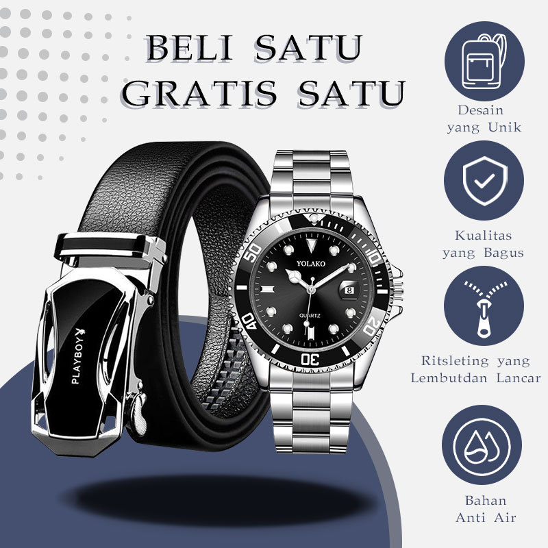 Premium Men's Leather Belt Set Automatic Buckle, Business Casual Combo