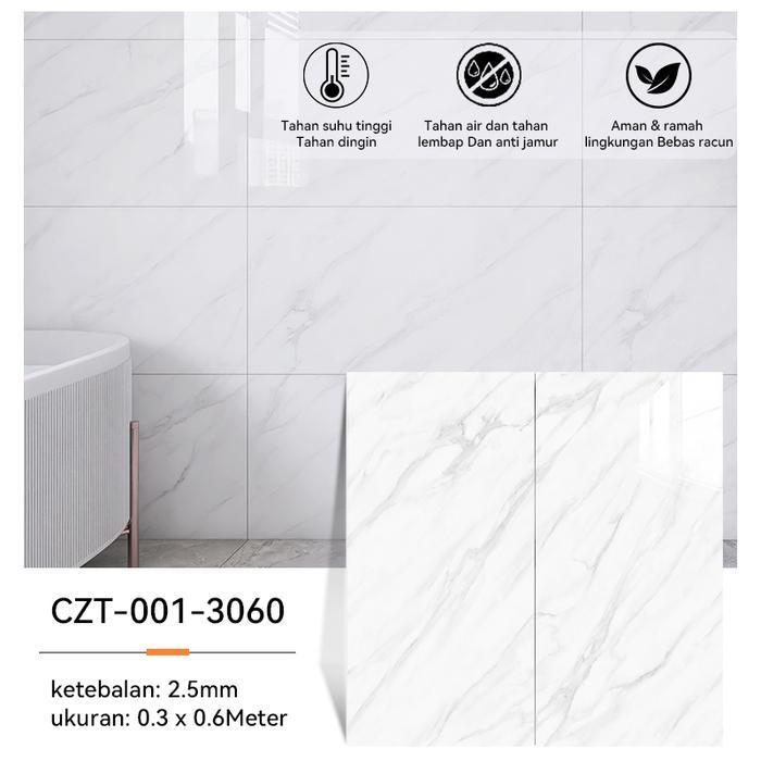 PROMO  [30cm x 60cm] Dewdecor - PAKET 10 Lembar Wallpaper Dinding Vinyl Marble Premium PET Tebal 2,5