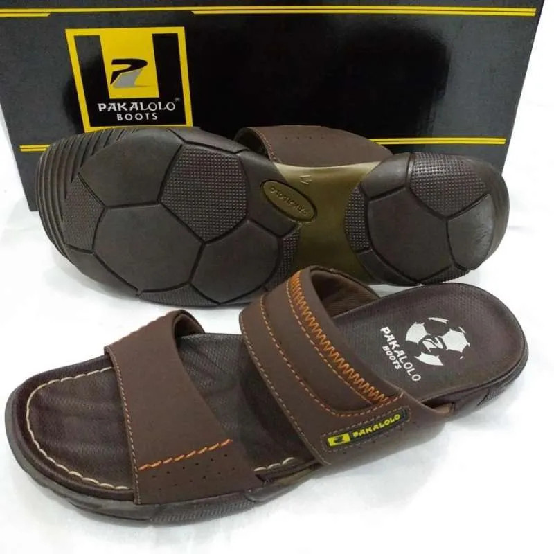 SANDAL SLOP PAKALOLO N-2321 COKLAT LEATHER - SANDAL SLOP PRIA TERBARU 2026 - SENDAL CASUAL PRIA