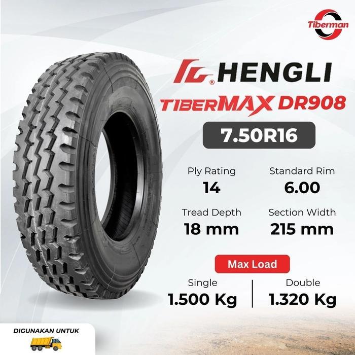 Ban Truk TiberMAX 750 R16 / 7.50R16 Truk Canter / Engkel Radial (Kawat) - DR908, Non Asuransi