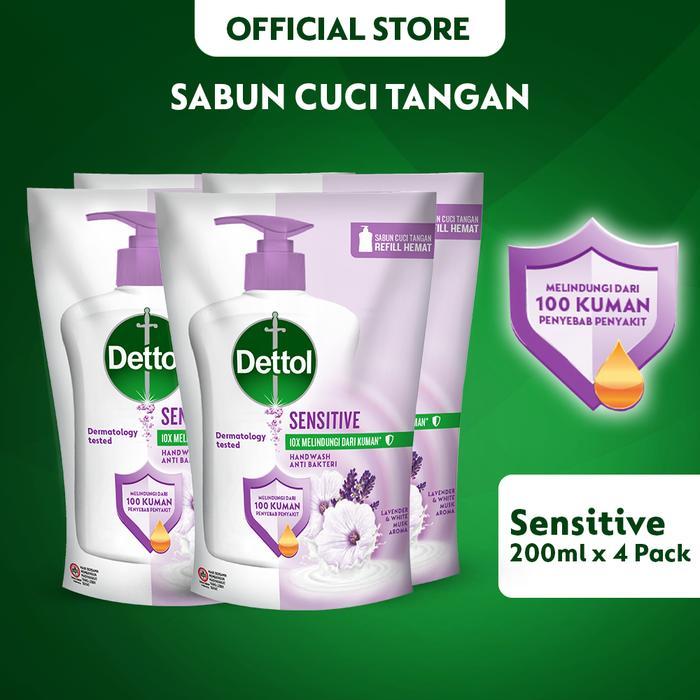 Dettol Sabun Cuci Tangan Anti Bakteri Sensitive 200ml x4