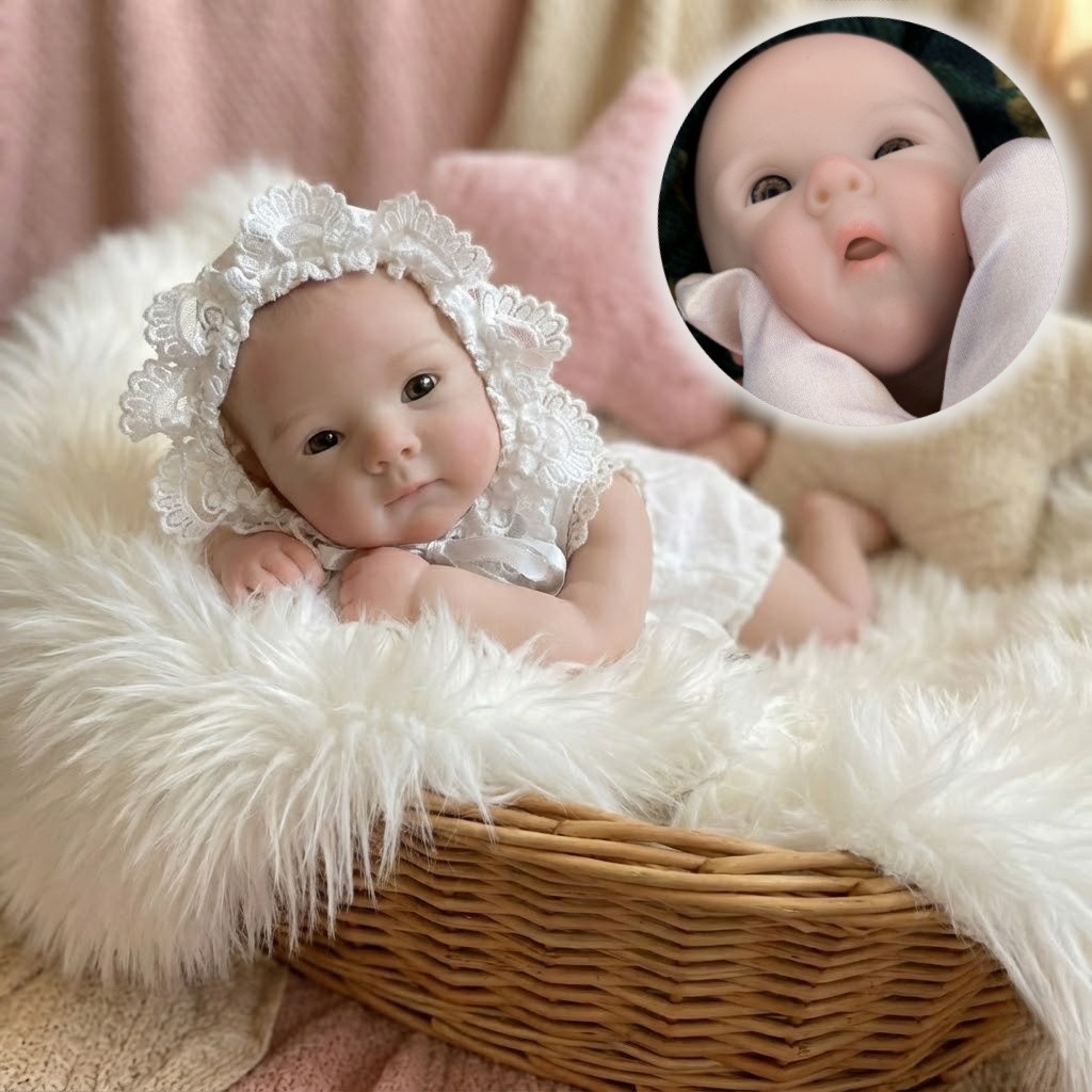 AnjoDoll 13Inch Girl Bettie Full Body Soft Solid Silicone Reborn Doll Painted Handmade Reborn Baby D