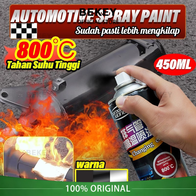 BEKEY Tahan suhu tinggi 800° 400ML cat knalpot anti panas Pilox Diton Hi Temp Black Hitam Doff untuk