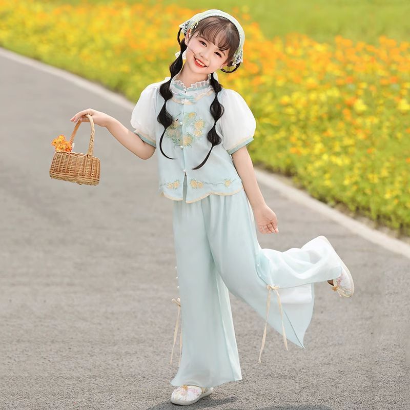 [COD]Set celana anak-anak tipis baru gaya Cina baru untuk anak-anak perempuan.