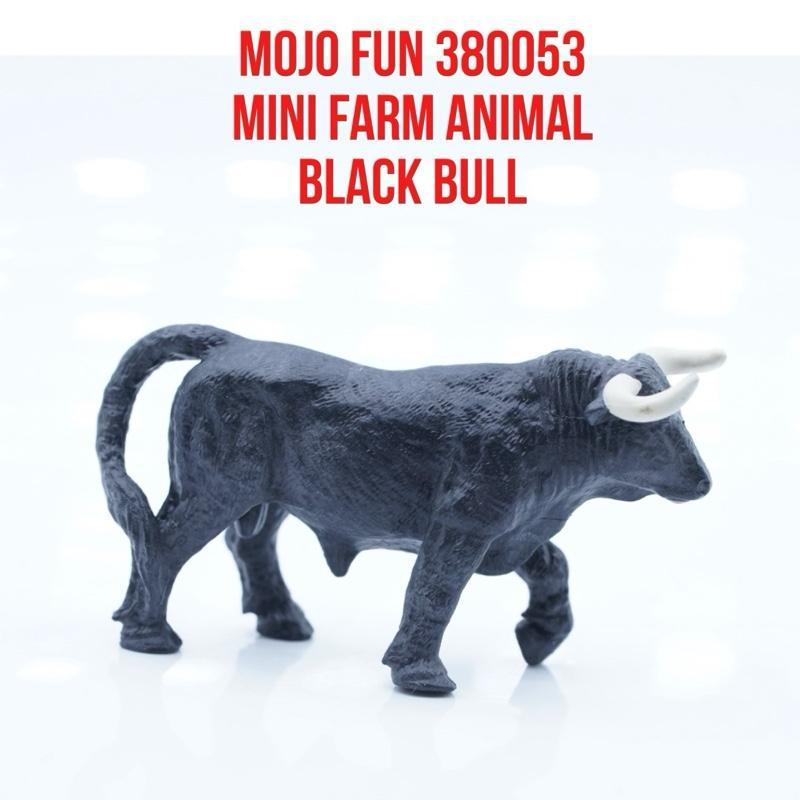 MOJO Fun 380053 Mini Farm Animal | Black Bull Standing Cow Banteng Sapi Jantan Ox Bos Taurus  | Ukur