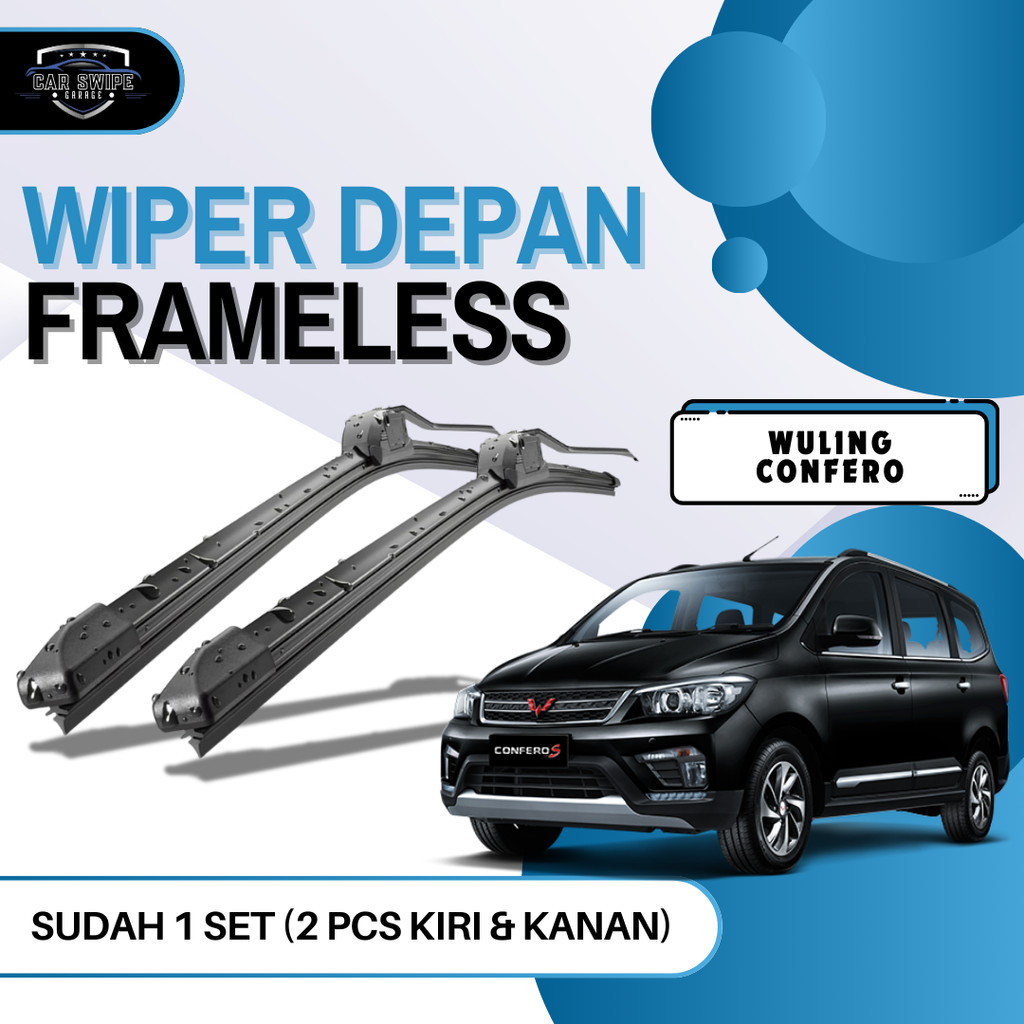Wiper Frameless Kaca Depan Mobil Wuling Confero Karet Halus 1 Set Kiri Kanan