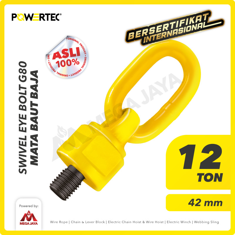 POWERTEC Swivel Eye Bolt / Mata Baut M42 - 12 Ton