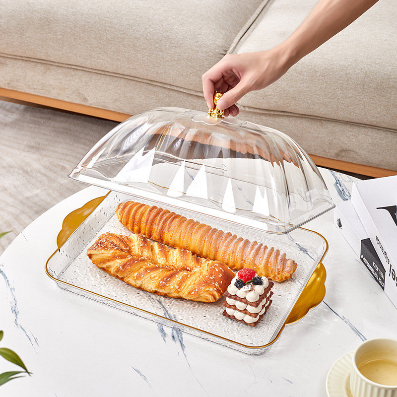 Holichome Nampan Tray Food Tray Transparan Aesthetic Dengan Tutup Wadah Makanan