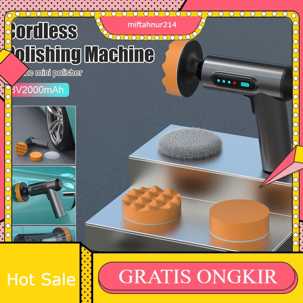 Powone Wireless Polisher 2000RPM Mesin Polisher Mobil Mesin Poles Lilin Poles Listrik Tanpa Kabel Al