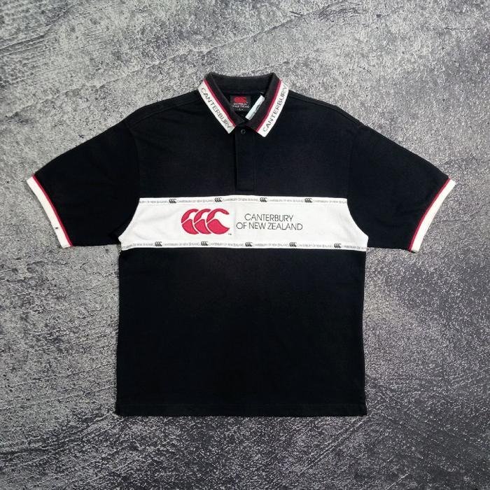 Kaos Krah casual pria vintage CANTERBURY OF NEW ZEALAND logo bordir murah size L